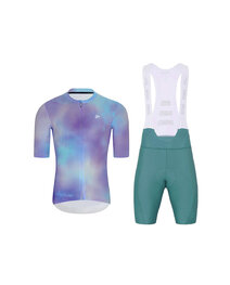 HOLOKOLO Cycling short sleeve jersey and shorts - COSMA - blue/light blue/purple